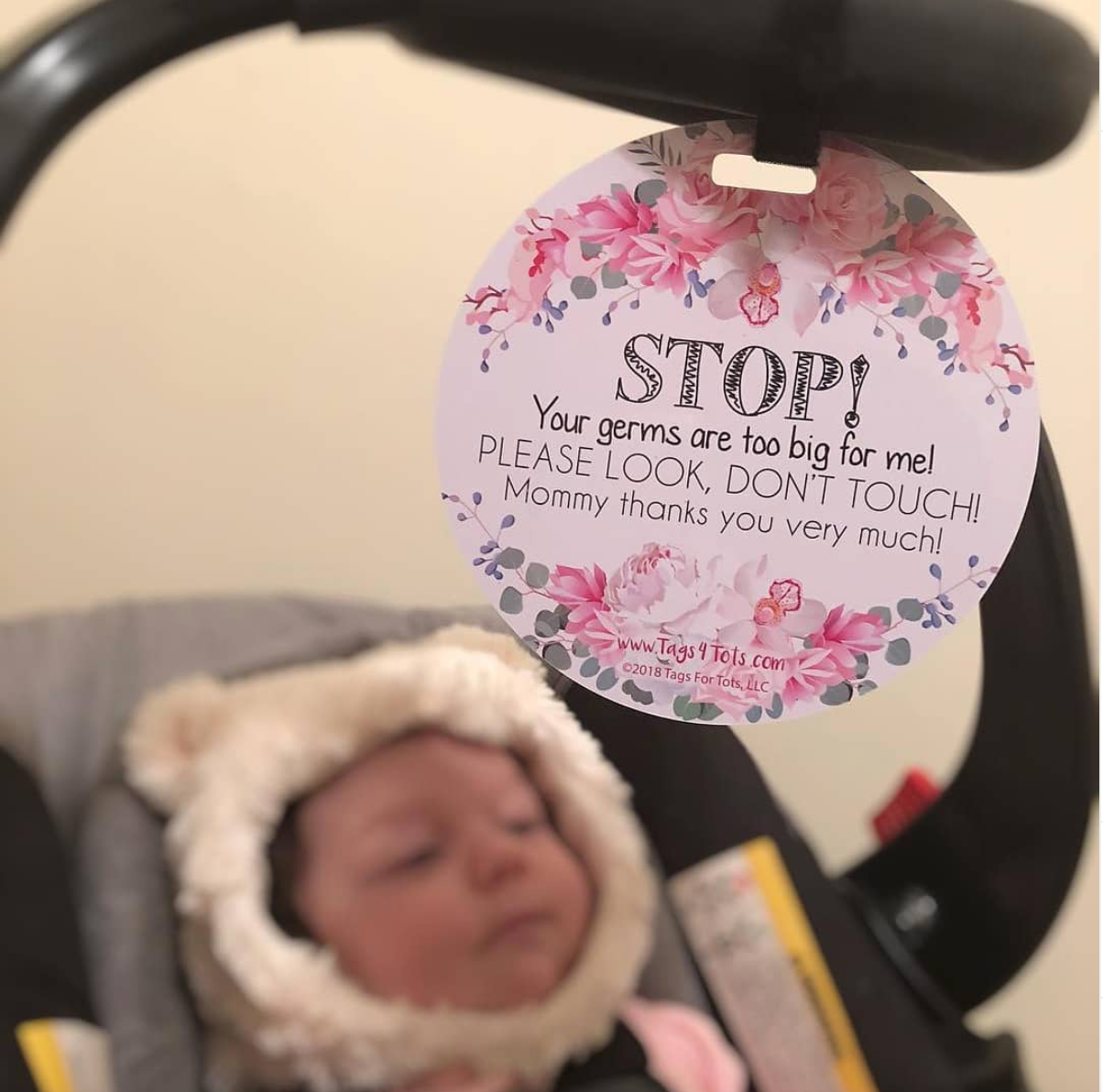 Three Little Tots - Wholesale Stroller Cover/Accessory - Baby - Flower No Touching Baby Car Seat and Stroller Tag14