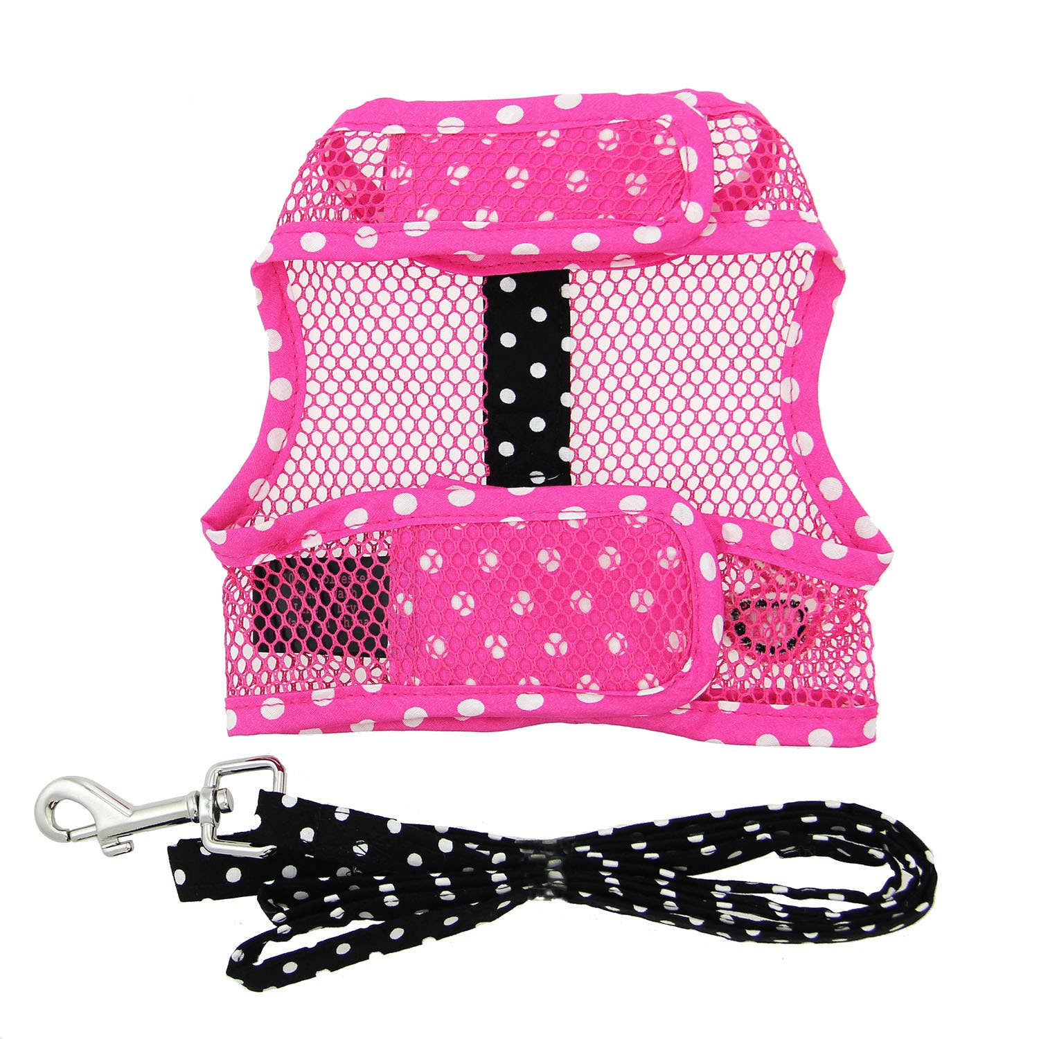 Doggie Design – wholesale Pet harness – Dog – Cool Mesh Dog Harness - Sunglasses Pink & Black Polka Dot1