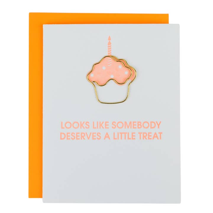 Looks Like Somebody Deserves A Little Treat - Congrats - Cupcake Paperclip Card for wholesale by Chez Gagné