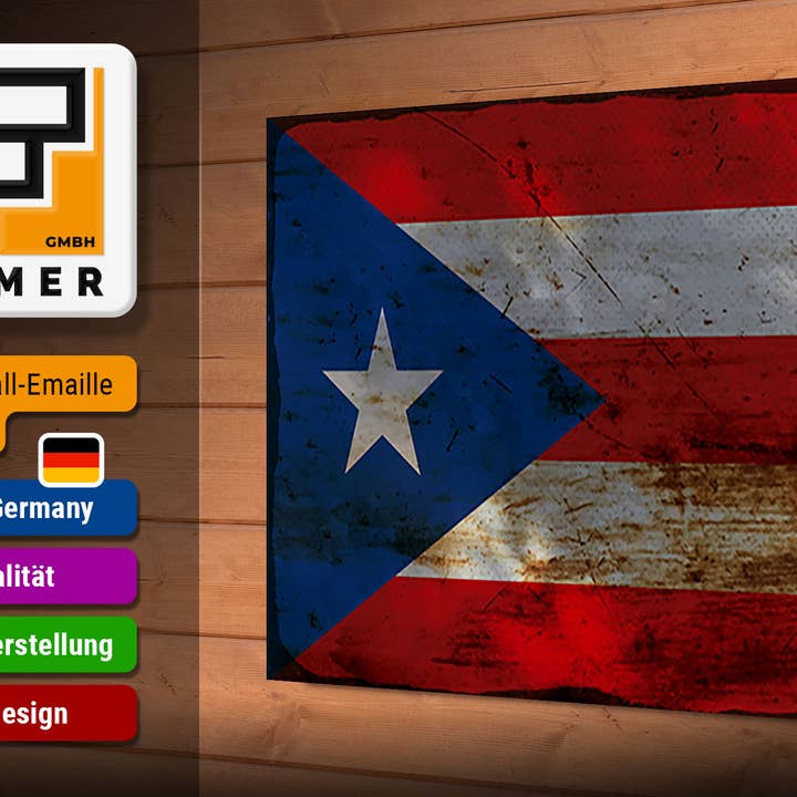 Femer - Wholesale Sign - Puerto Rico Rust Flag Wooden Sign 30x20cm2