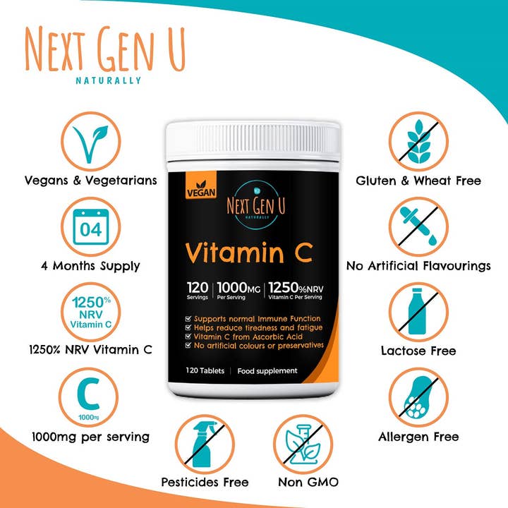Next Gen U - Wholesale Oral Supplement/Vitamin - High Strength Vitamin C - 120 Vegan Tablets