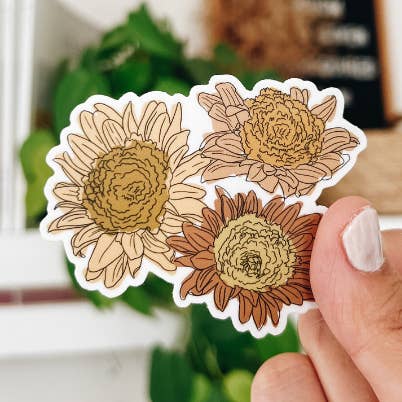 MATTE Inked Floral Bunch Floral Sticker 3x2.5 in. for wholesale by Jackie Design Co.