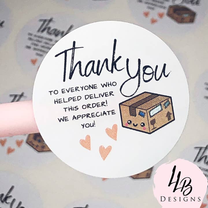 LLB Designs Studio - Wholesale Sticker - Thank You - To Those Helping Deliver Order | Packaging Stickers | Business Branding | Small Shop Stickers | Sticker #: S0034 | Ready To Ship