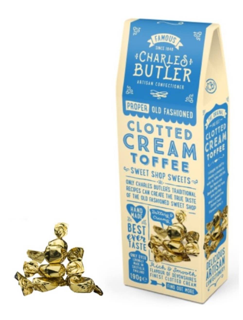 Charles Butler - Wholesale Toffee - Charles Butler Clotted Cream Toffee 190g2