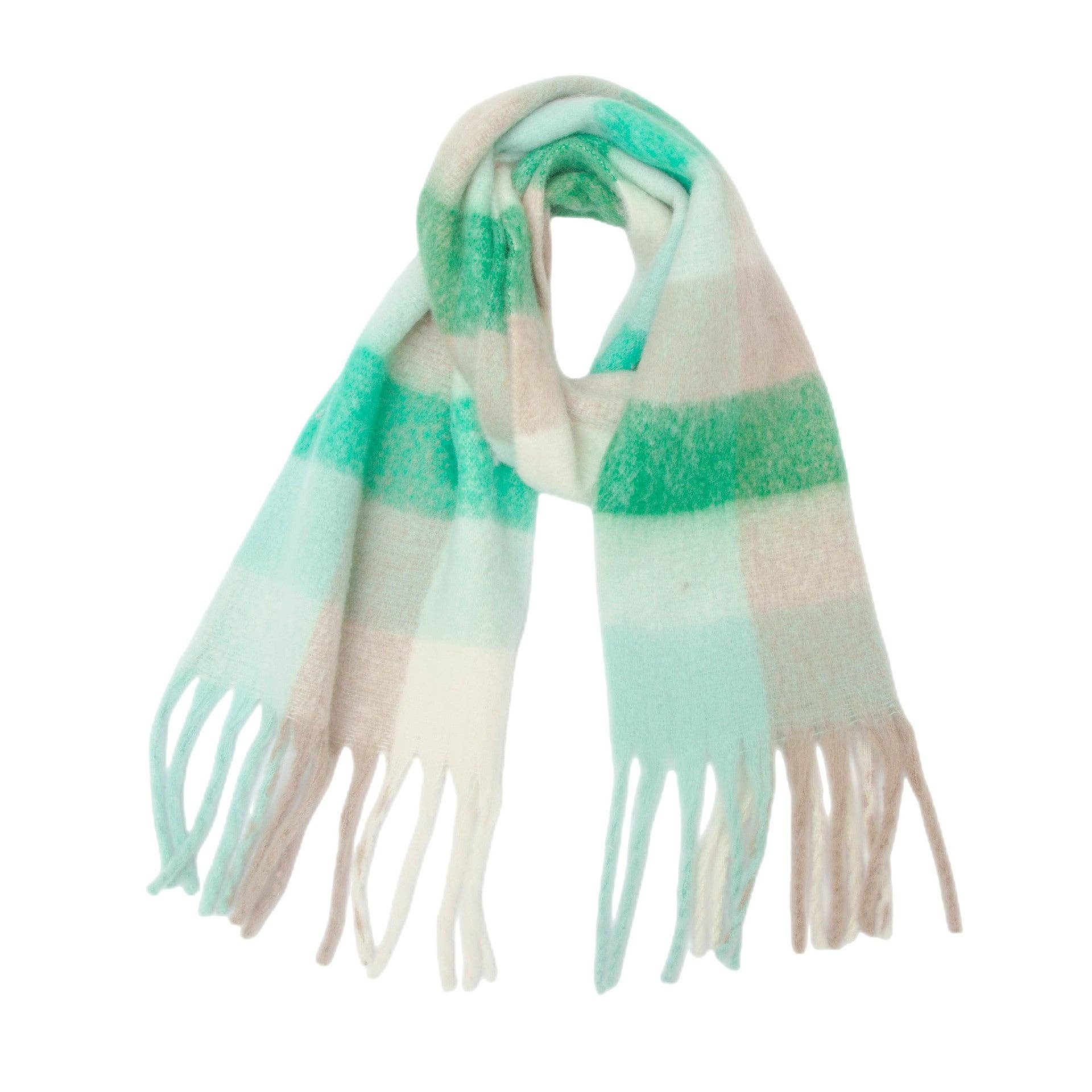 Dipped Shop - Wholesale Scarf - Women's - Coloful Plaid Tassel Scarves DPKS101239
