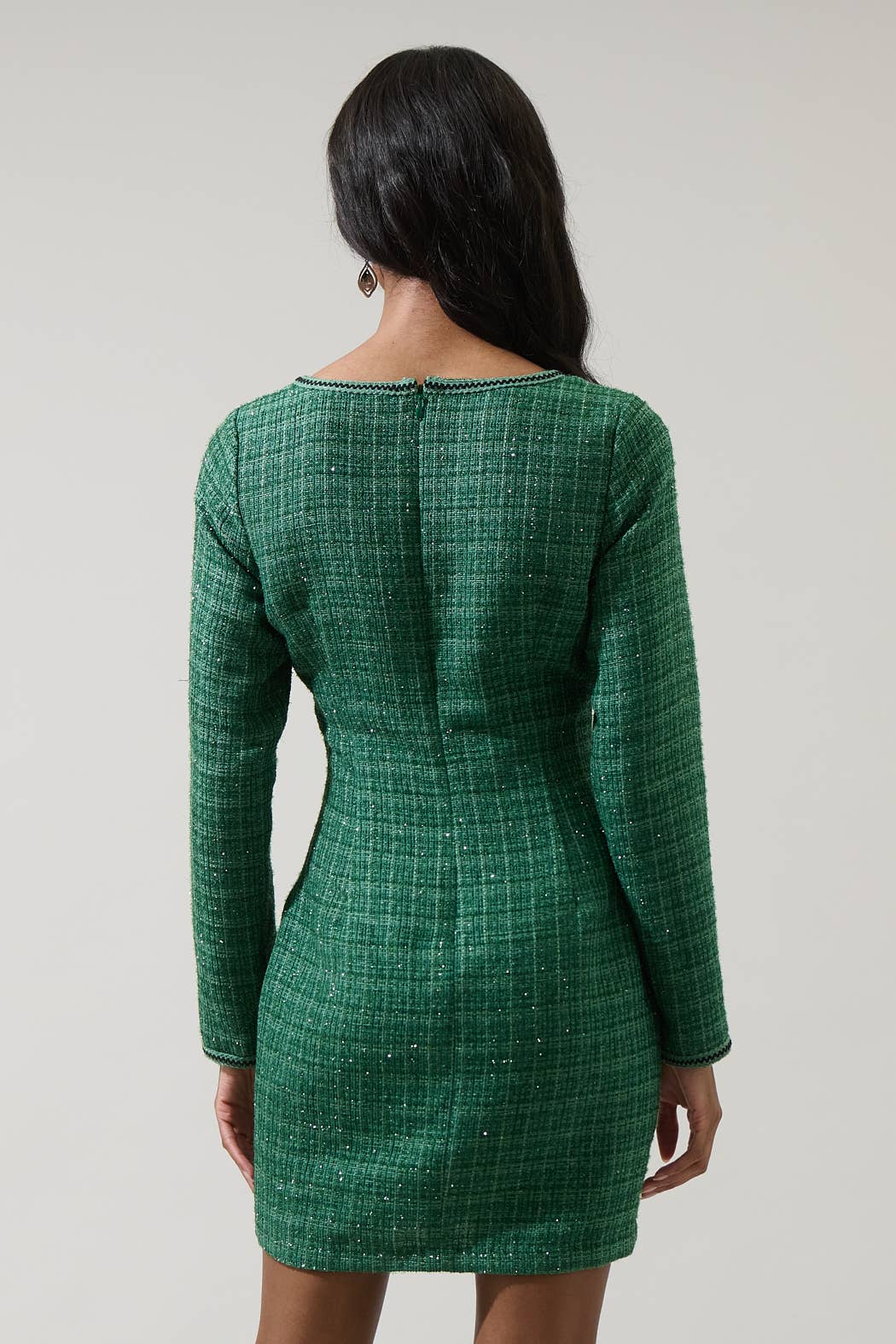 Emerald Haley Tweed Salome Button Down Mini Dress for wholesale on Faire3