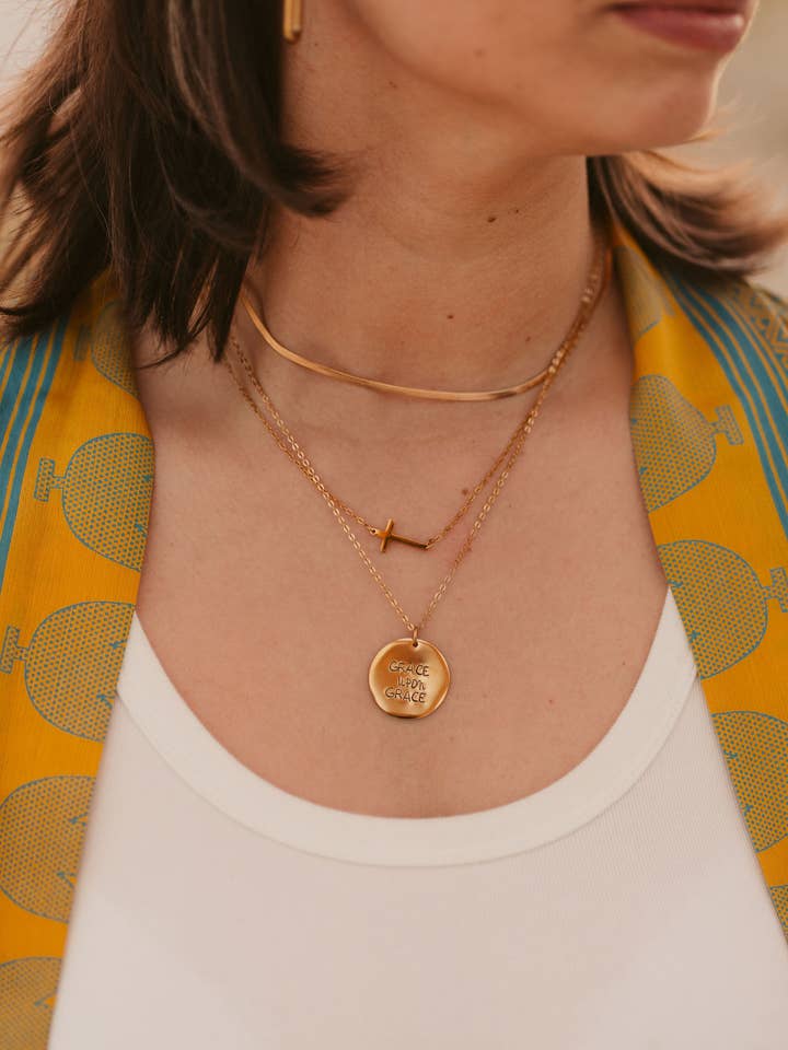 "Grace Upon Grace" – Hand-Stamped Necklace for wholesale by Kazuly Creations
