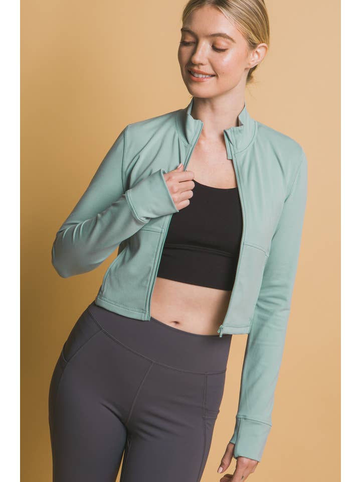 42POPS - Wholesale Jacket - Women's - 1002 Active Mock Neck Full Zip Thumb Hole Jacket w/ Pockets SI-2710