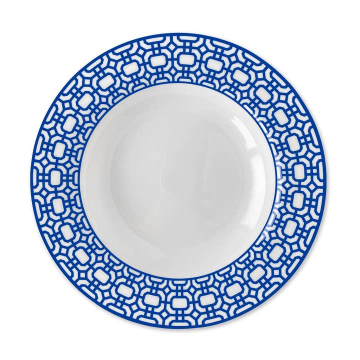 Newport Garden Gate Rimmed Soup Bowl for wholesale by Caskata