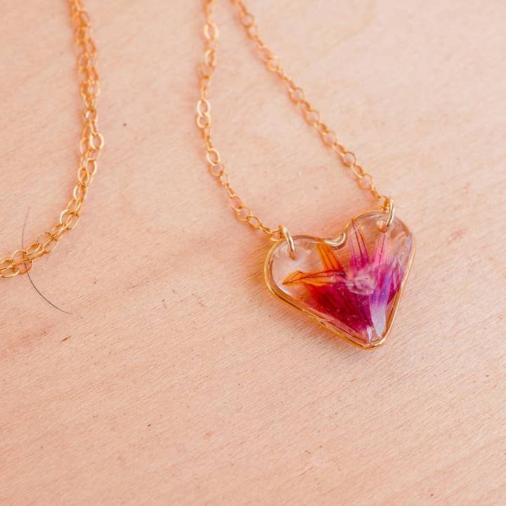 Remedy Designs - Wholesale Pendant/Charm Necklace - Indian Blanket Flower Heart Pendant – Gold-Fill or Sterling Silver6