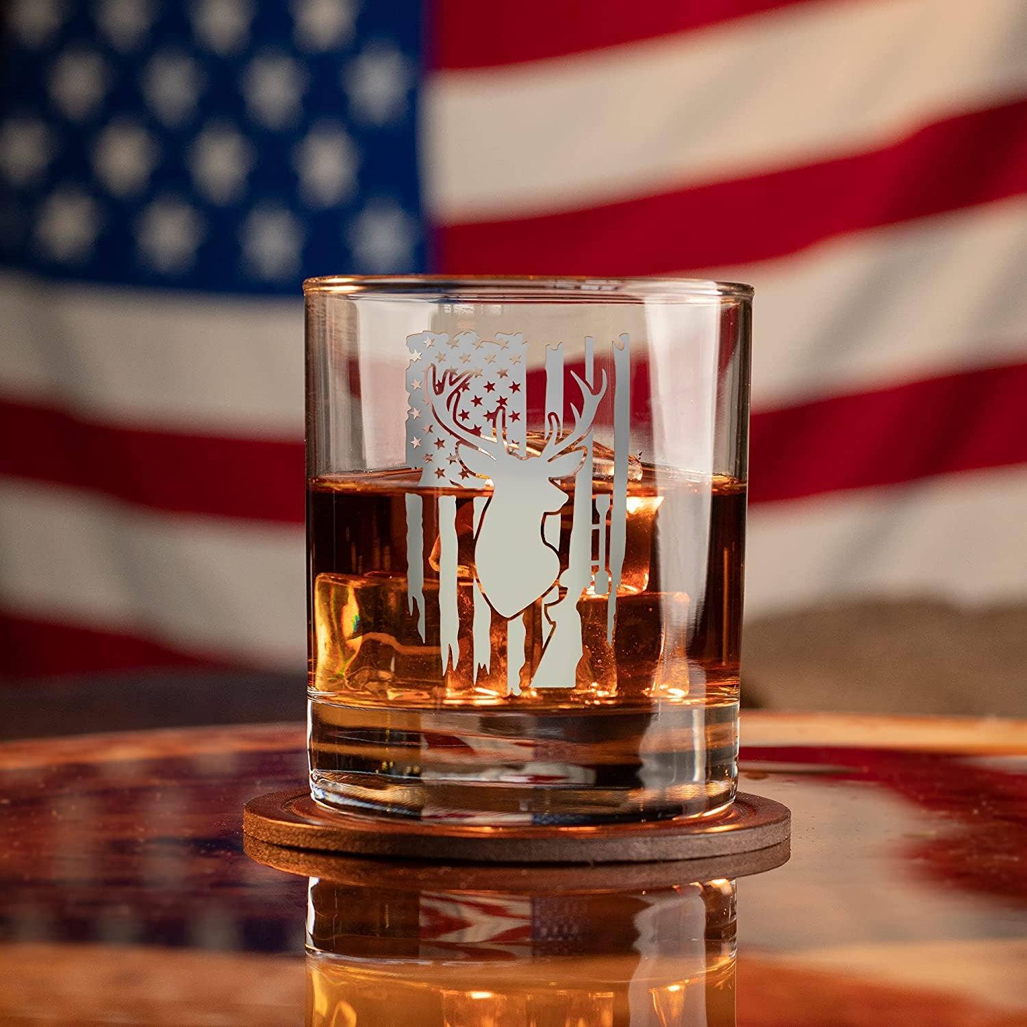 Old Southern Brass - Wholesale Cocktail/Liquor Glass - Deer Hunter American Flag - Whiskey Glass6