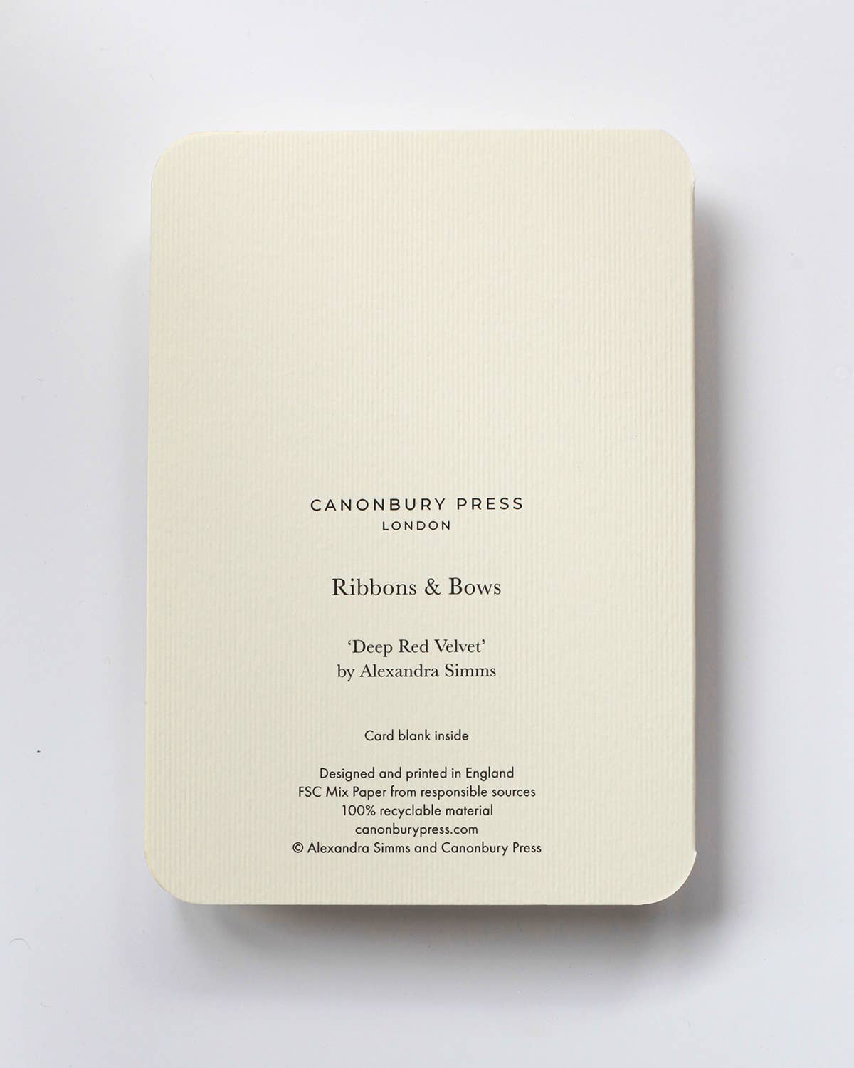 Canonbury Press - Wholesale Love Card - Red Velvet Bow Greeting Card | Birthday Card | Luxury Cards3