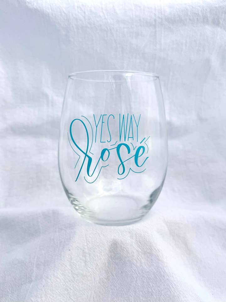 Yes Way Rosé Stemless Wine Glass for wholesale by Anna Parade