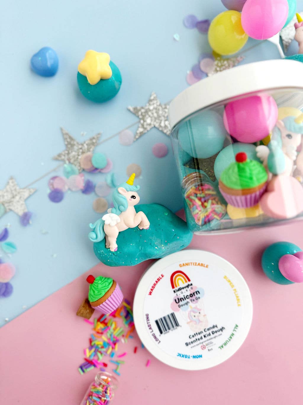 Earth Grown KidDoughs (KidDoughs by EGKD) - Vente Pâte ingénieuse/slime – enfant - Pâte à modeler Licorne Party à emporter1