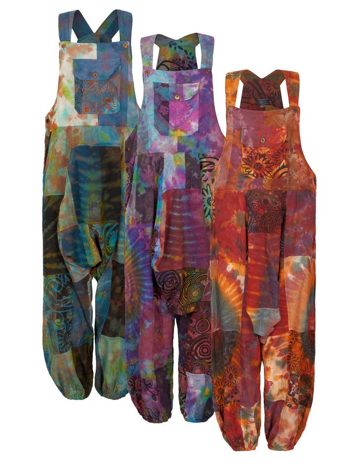 Wicked Dragon Clothing – wholesale Overalls – Women's – Bodhi patchwork harem dungarees
