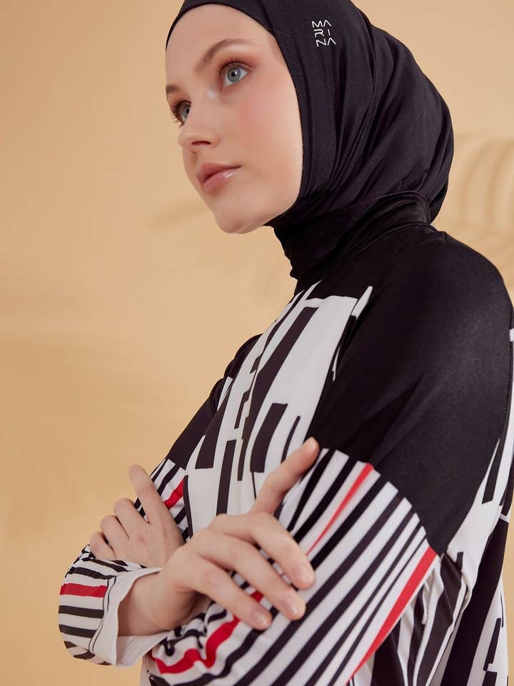 Marina Swimwear - Wholesale One Piece Swimsuit - Women's - Lycra Black Burkini Modest Swimwear M23029