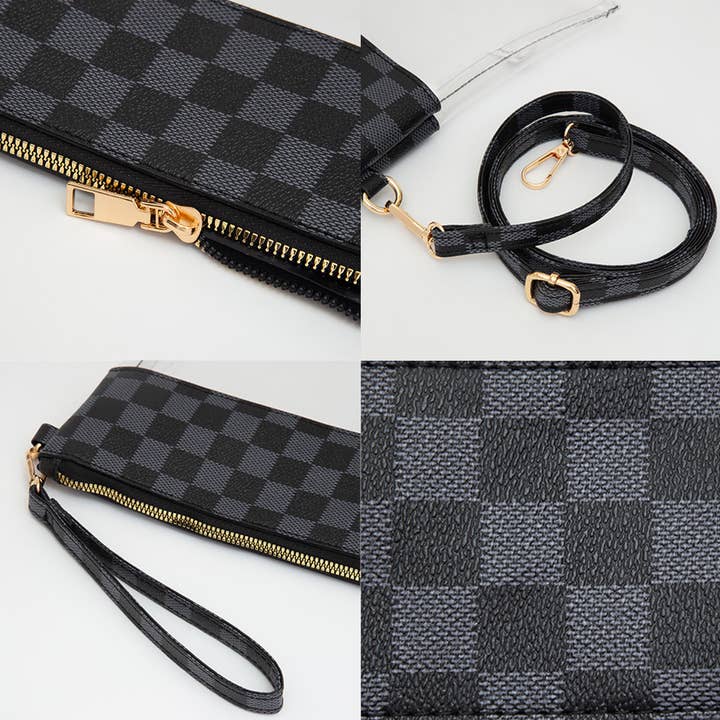 Sensibling Corp. - Wholesale Crossbody Bag - Women's - Faux Leather Checkered Printed Transparent Crossbody Bag