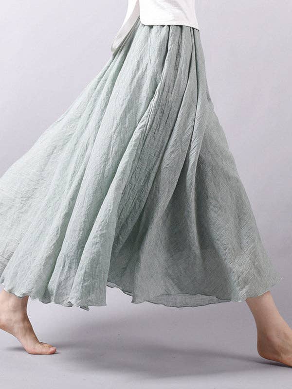 StyleGalX - Vente Jupe – femme - Jupes décontractées trapèze de couleur unie à taille élastique4