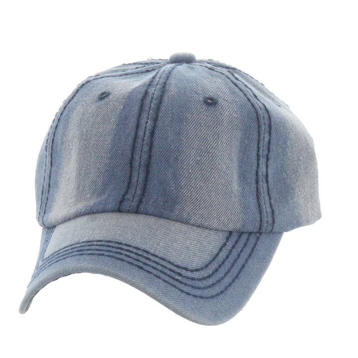 SP Sophia Collection - Wholesale Baseball Cap - Women's - Washed Light Blue Denim Baseball Cap