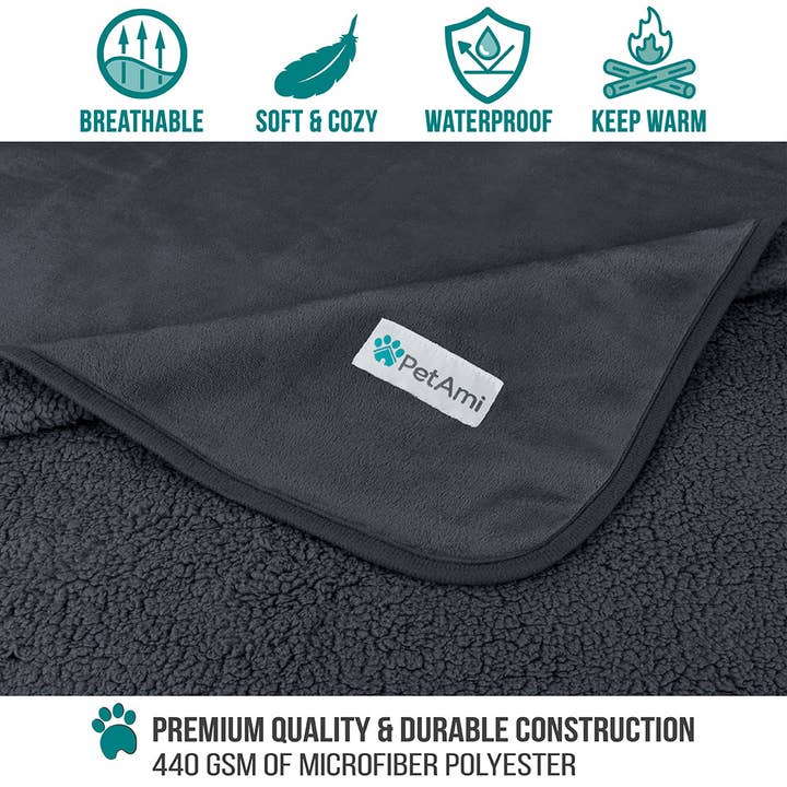 PetAmi - Wholesale Pet Blanket - Cat/Dog - Waterproof Sherpa Pet Blanket