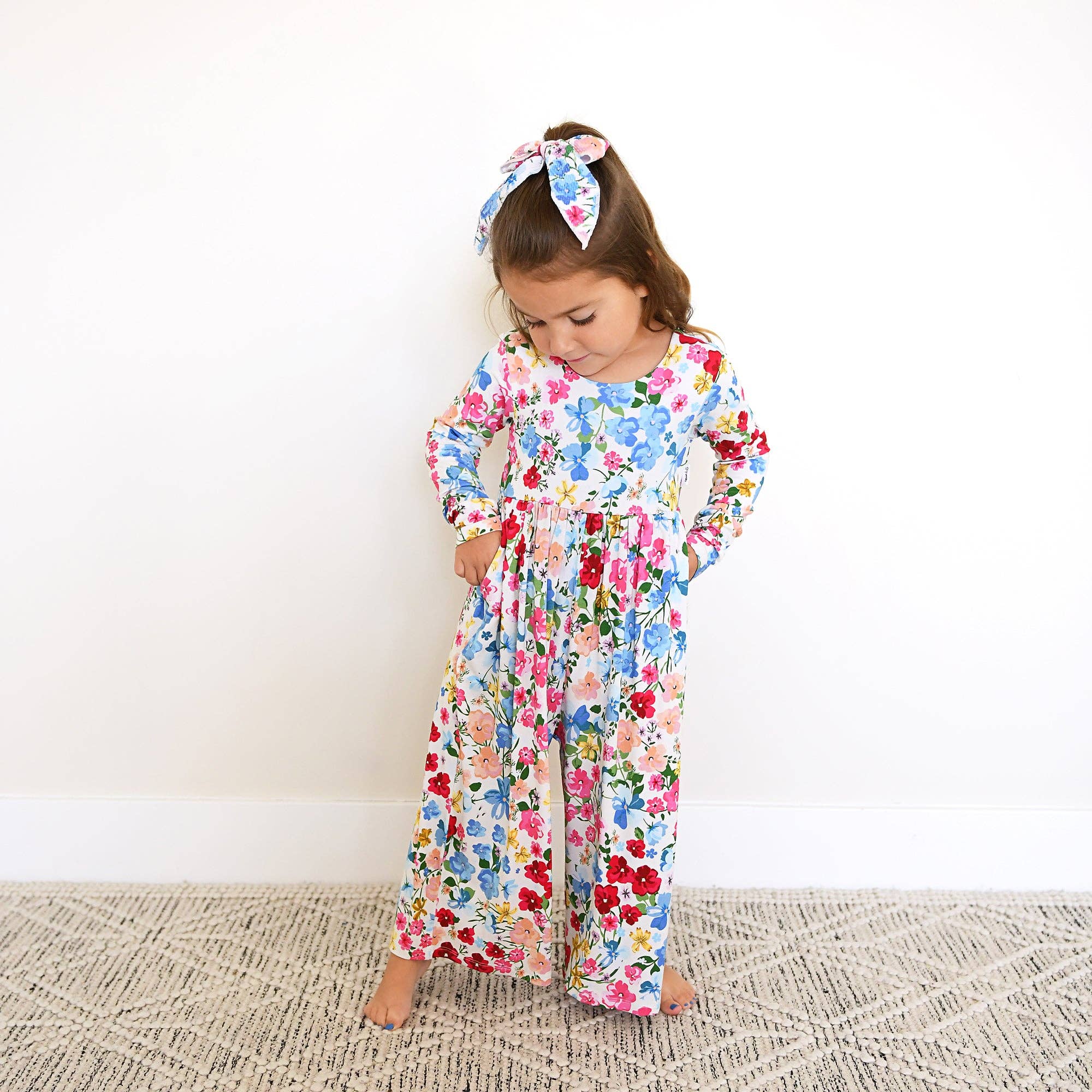 Gigi and Max - Wholesale Jumpsuit - Baby - Kaylee WIDE LEG ROMPER Bamboo Floral Kids Clothing Outfit2