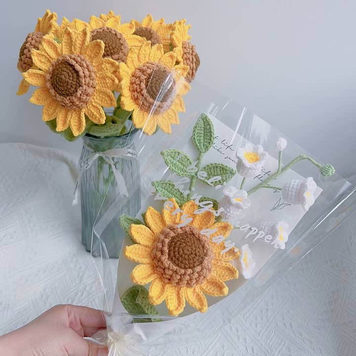 Lilyrosy(Duty free) - Vente Fleurs artificielles - Tournesols monocouches Lilyrosy Crochet, décoration de vacances 9