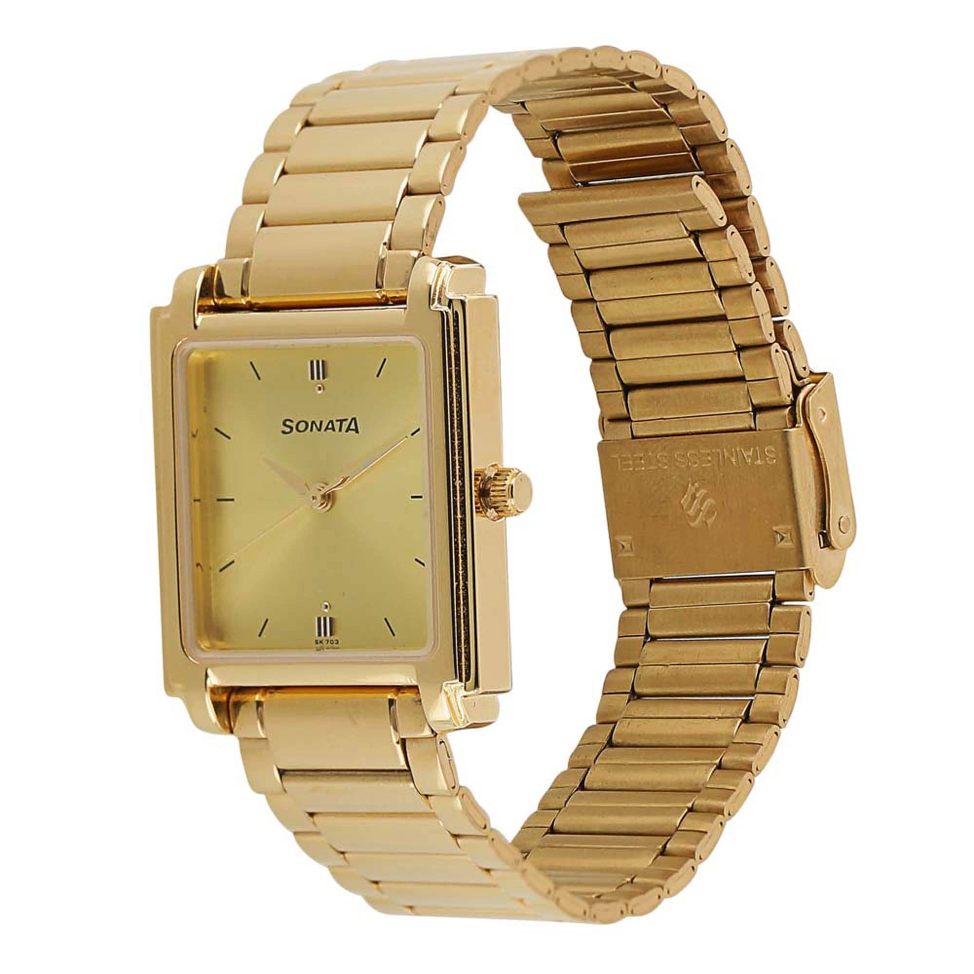 Titan - Wholesale Wrist Watch - Men's - Sonata Quartz Analog Champagne Dial Metal Strap Watch for Men1