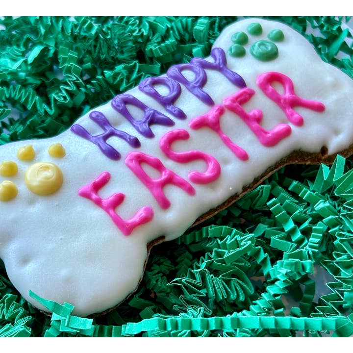 Happy Easter 6" Dog Bones for wholesale by DELCO DOG CO.