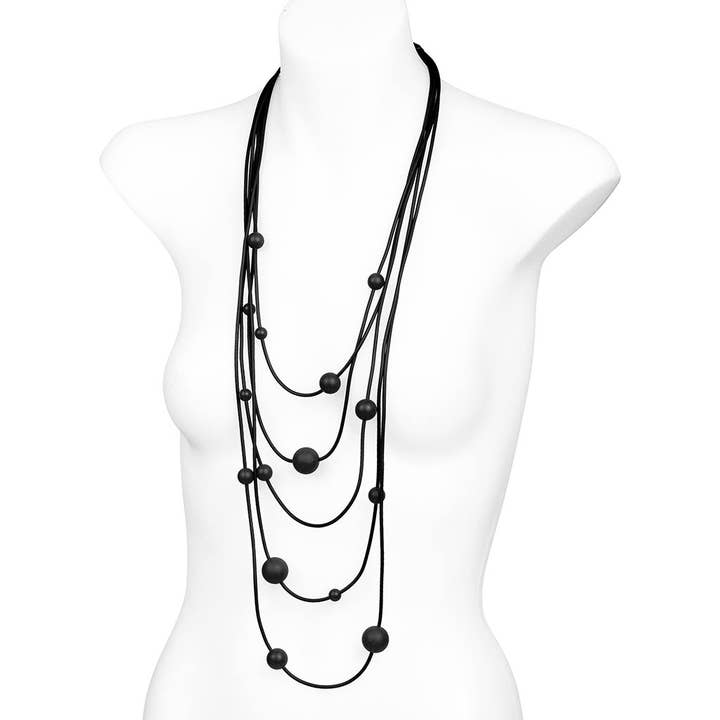Frank Ideas - Wholesale Beaded/pearl necklace - Architectural statement modern necklace SOLAR SYSTEM Black1