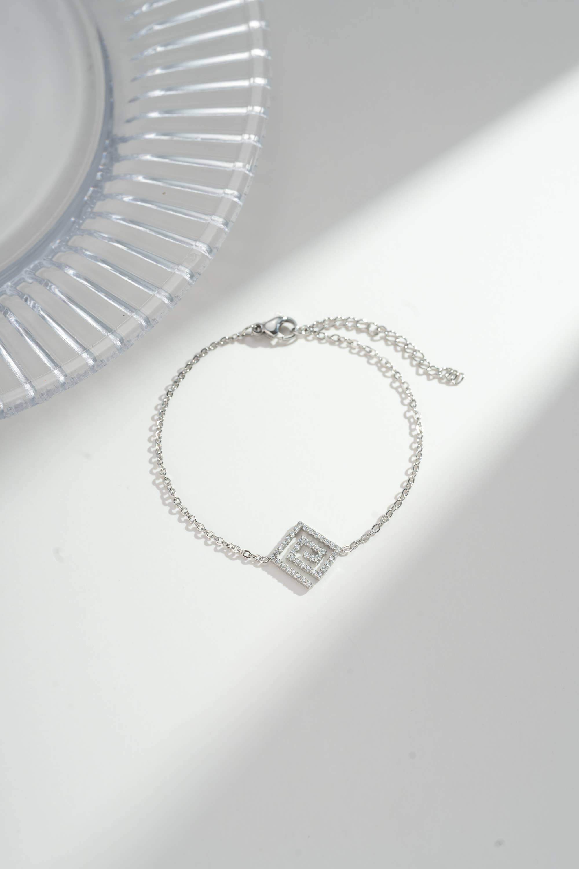 COSMOS – wholesale Jewellery set – Rectangular Spiral Crystal Set 4 Pieces Steel5