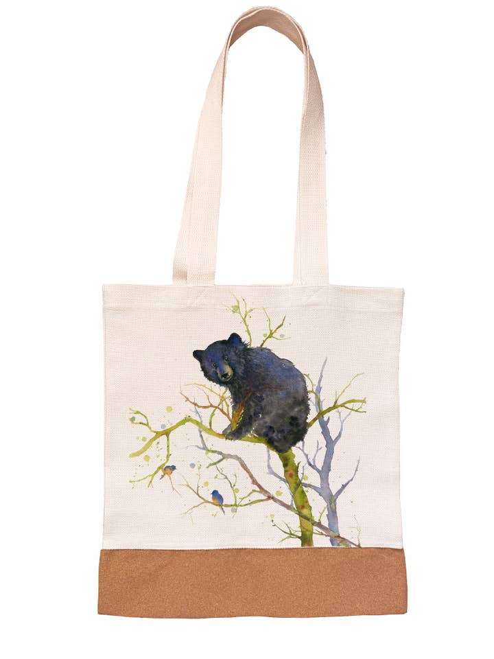 Leinen/Canvas Tragetasche - Auf einem Ast - Bärenjunges für den Großhandel von Oladesign