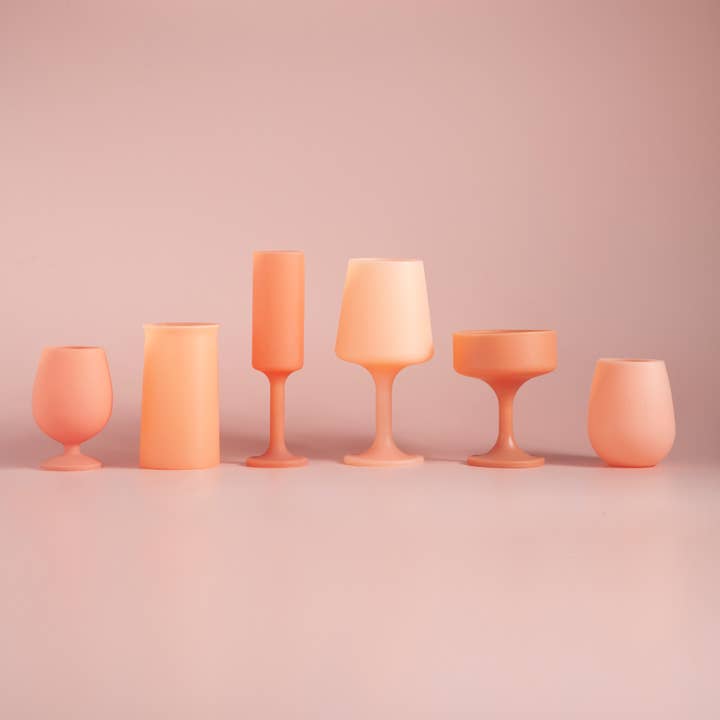 porter green | style + sustainability - Vendita all'ingrosso Flute da champagne - Terra + Peach | Seff | Calici da champagne in silicone infrangibile