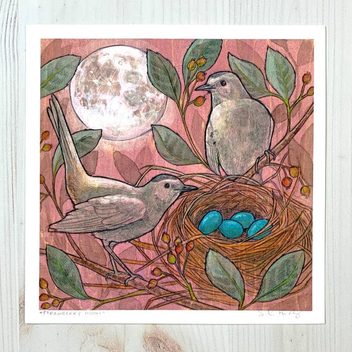 Strawberry Moon - 8x8 " Archival Print for wholesale by Sarah Draws Things