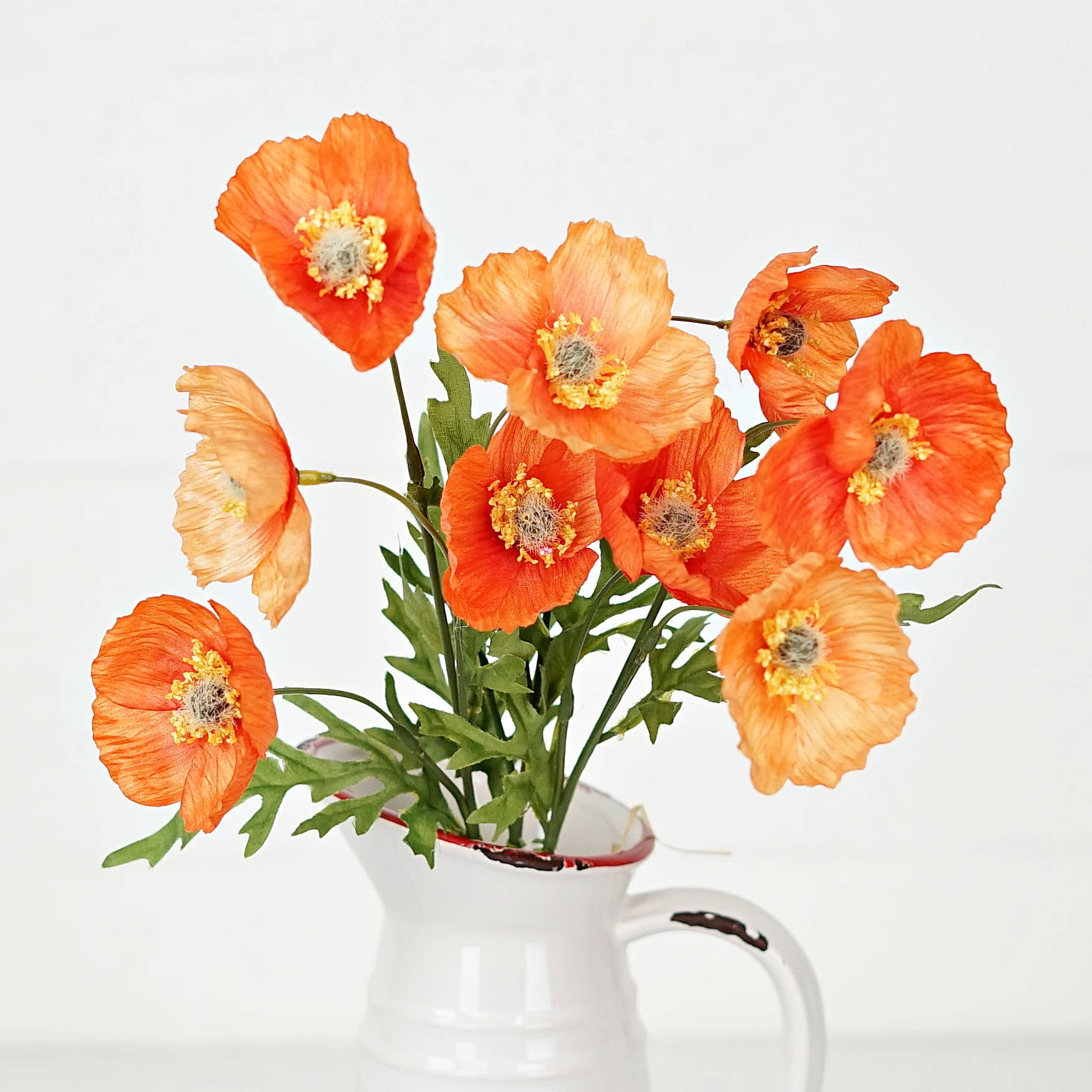 Holiday Depot Inc. - Wholesale Artificial Flowers - 35350- 16inL Wrinkle Poppy Bush-Orange-3