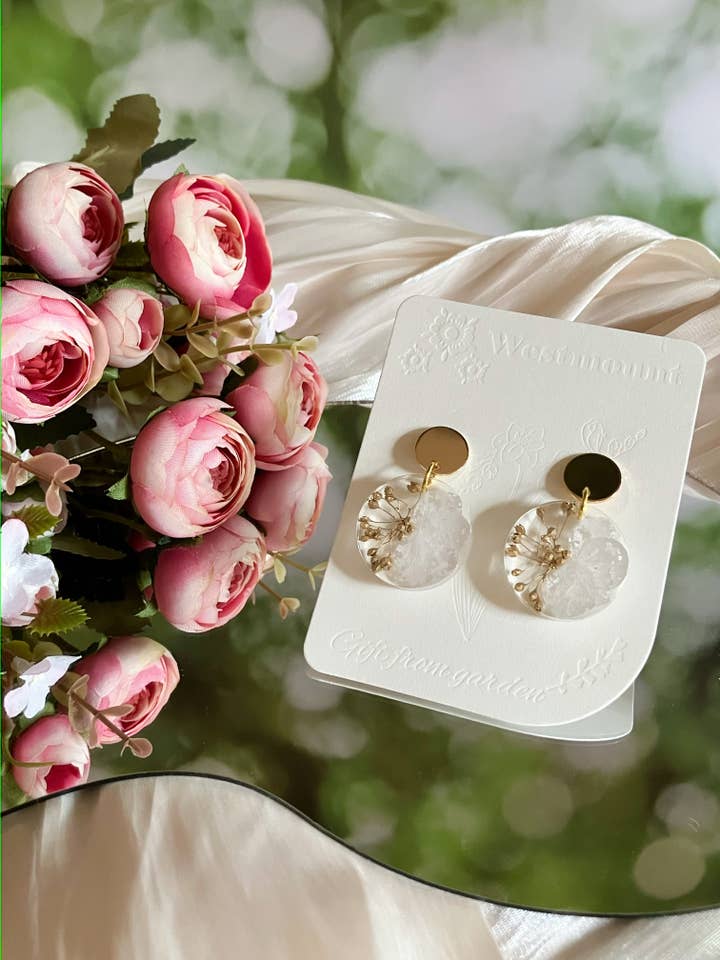 Winter Snow flower Earrings-Gift From Gardens 004 for wholesale by Westmount Art UK