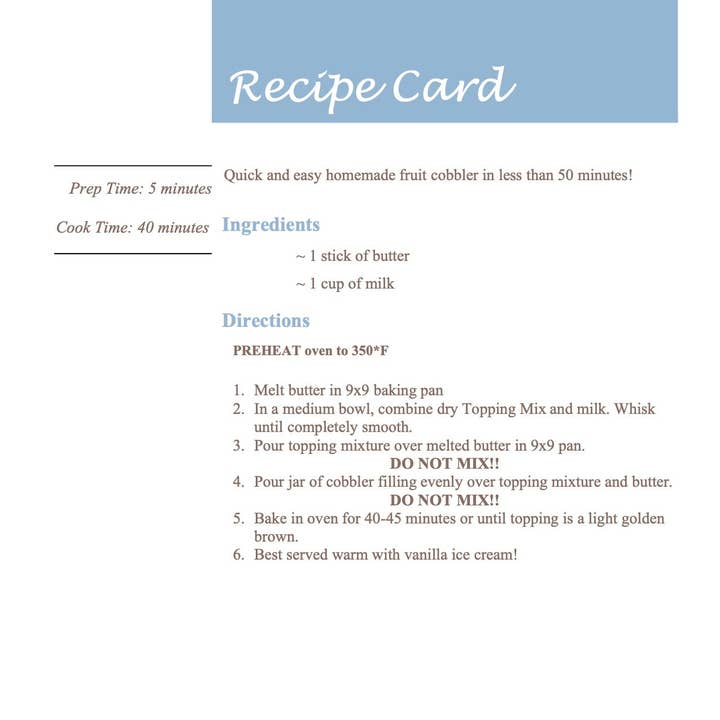 Southern City Flavors - Wholesale DIY Food Kit - Simply Simple Peach Cobbler Kit