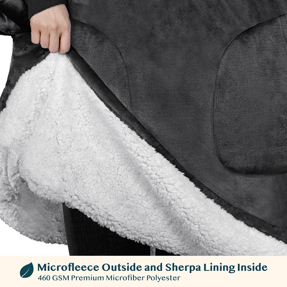 Pavilia - Wholesale Hoodie - Women's - Chest Pocket Sherpa Hoodie Blanket - Patch Pocket (Regular / Long)36