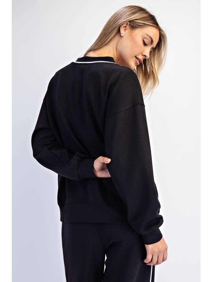 Rae Mode - Wholesale Lounge Top - Women's - MODAL SCUBA V NECK PIPING TOP9