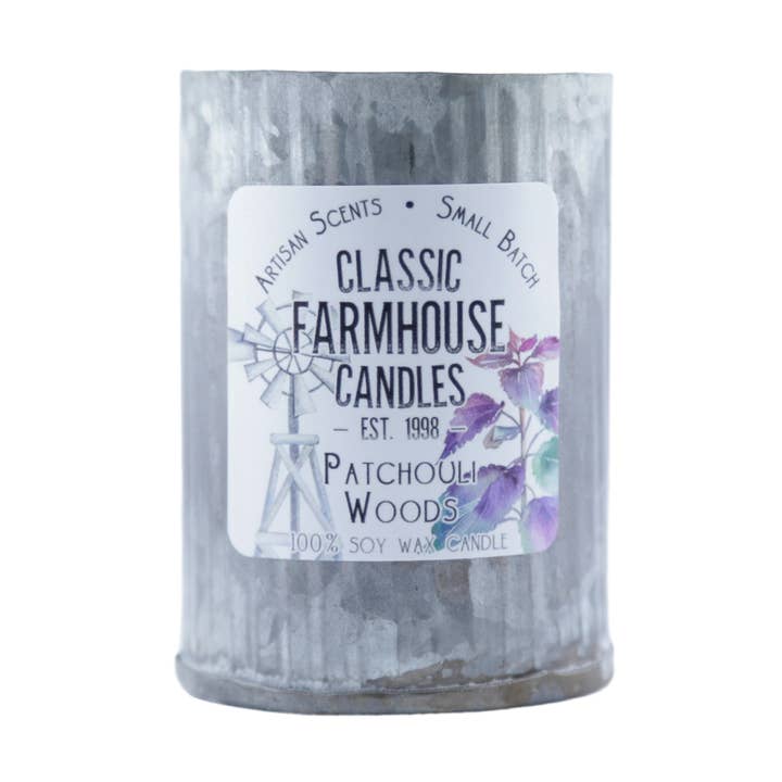 Classic Farmhouse Candles - Wholesale Jar/Filled Candle - NEW! Small Tin Soy Candle - Patchouli Woods0