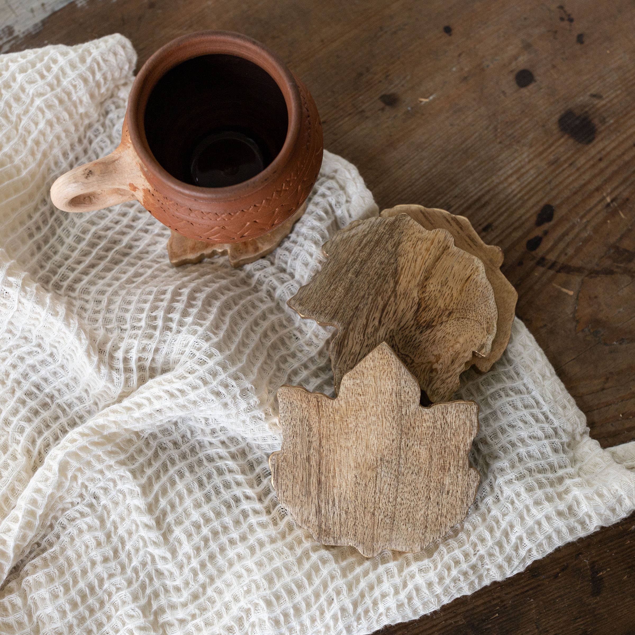 Foreside Home & Garden - Wholesale Coasters - S/4 Hansel Leaf Coasters1