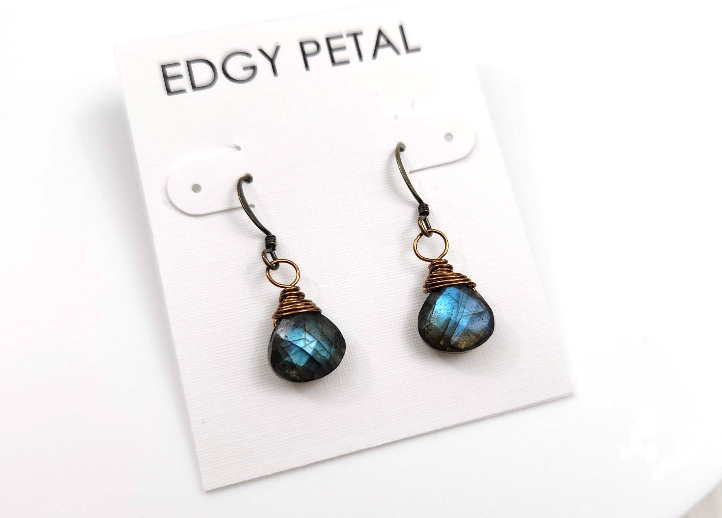 Edgy Petal Jewelry – wholesale Dangle earrings – Labradorite Wire Wrapped Earring3
