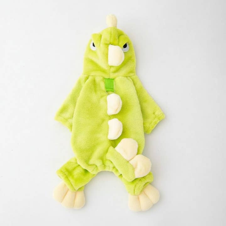 Lysegrøn dinosaurfleece-dragt til små kæledyr for engroshandel hos kapeit