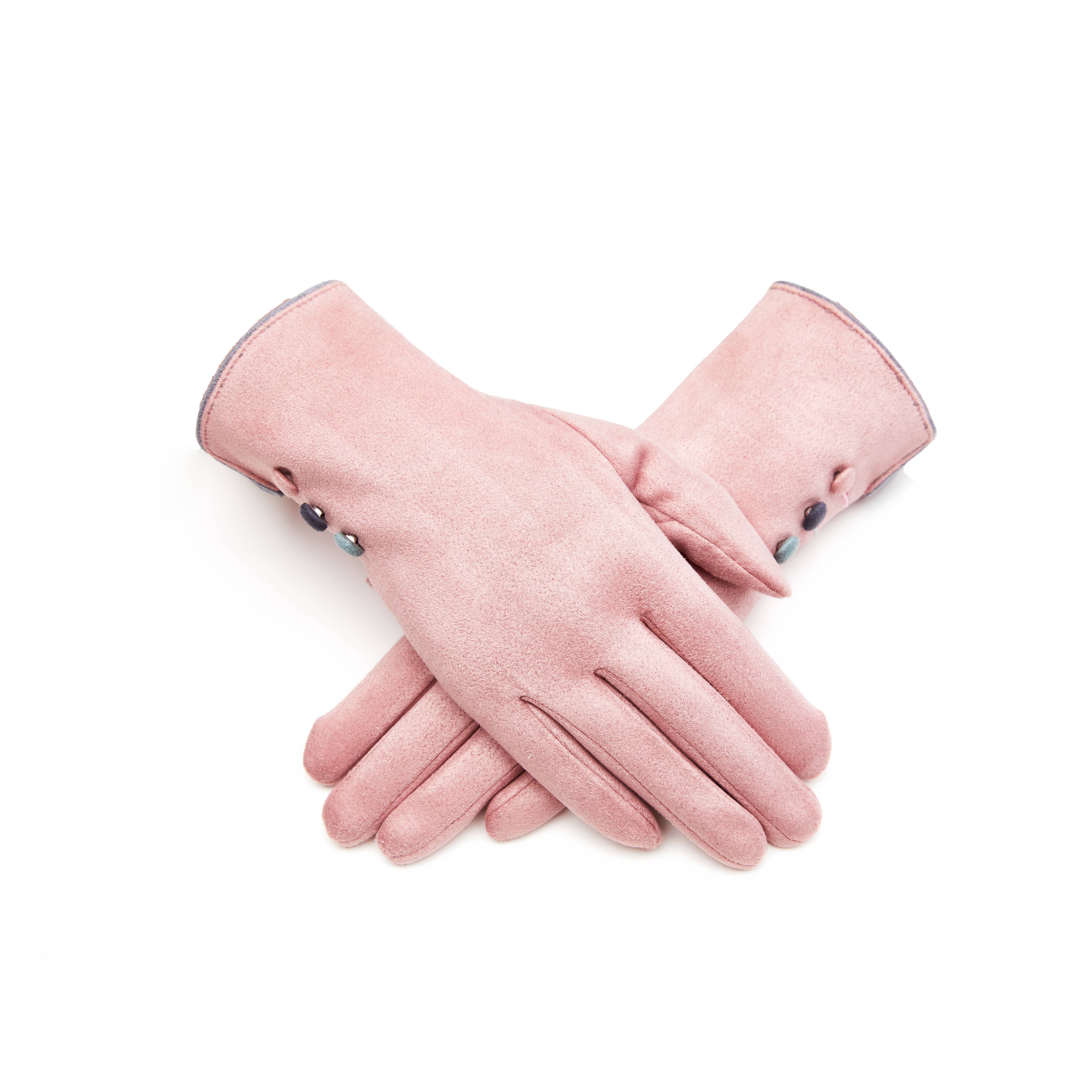 Aavion – wholesale Gloves – Women's – Women's Faux Suede Touchscreen Gloves – Trim & Buttons10