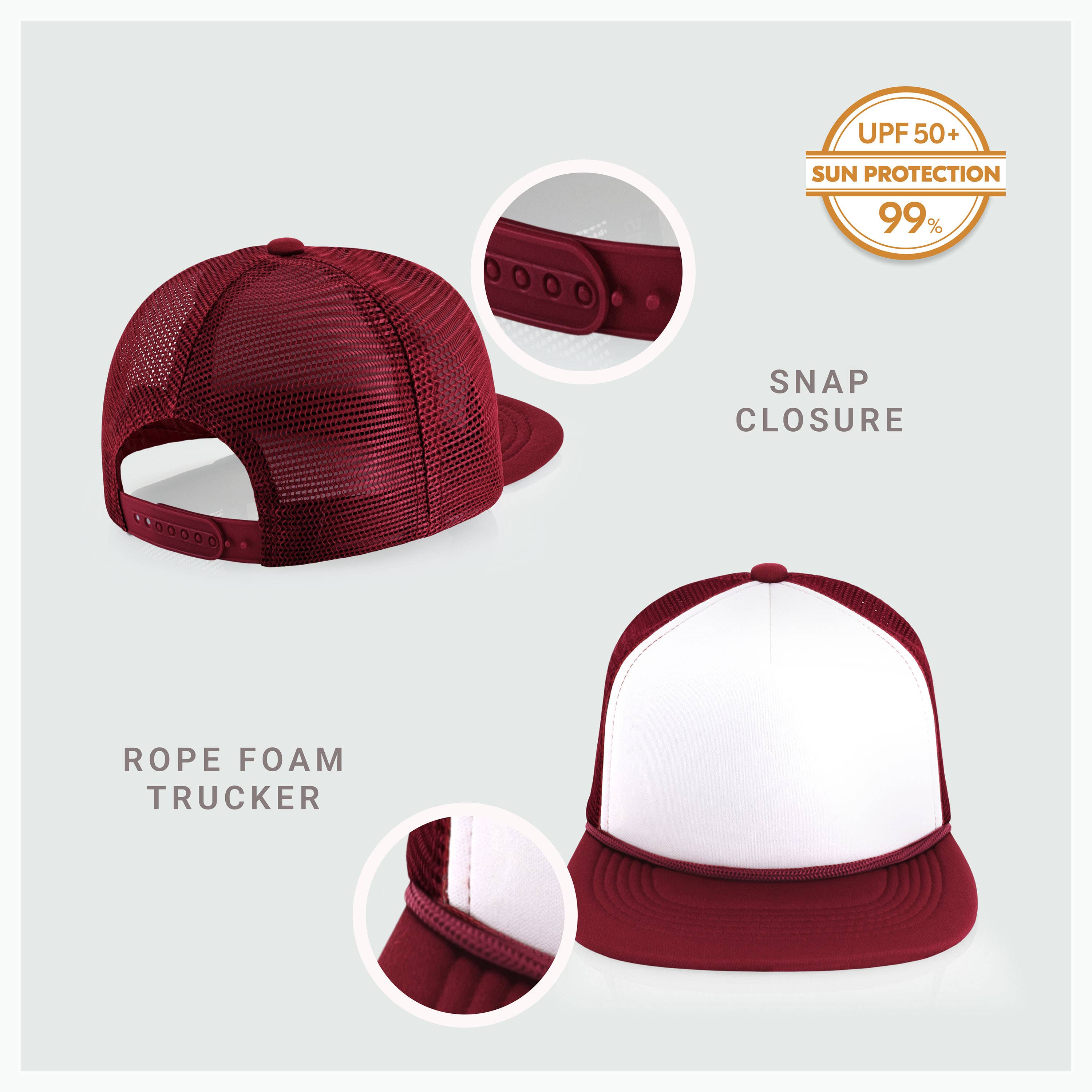 ChoKoLids - Wholesale Trucker Hat - Men's - CHOK.LIDS Plain Two-tone Foam Trucker Flat Bill Cap with Rop31