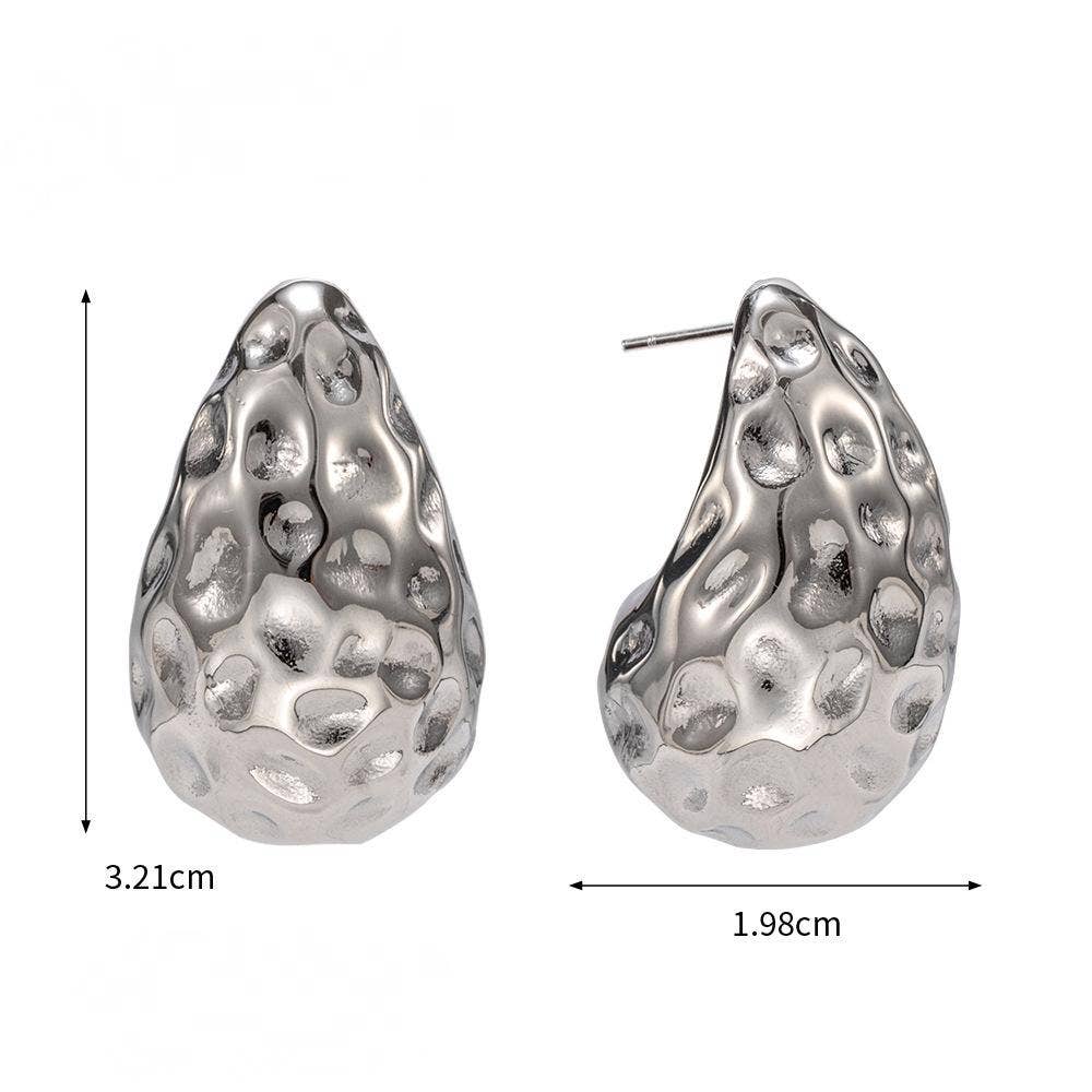 Mio Queena – wholesale Dangle earrings – 18K Gold-plated Stainless Steel Hollow Teardrop Earrings-FGS3