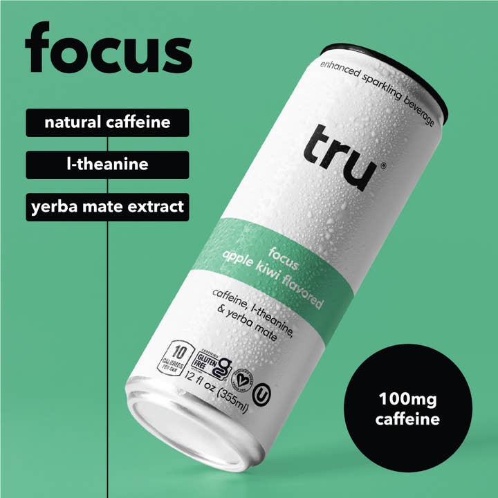 Tru - Wholesale Sparkling Water - Tru Focus Sparkling Drink, Apple Kiwi (Pack of 12)4