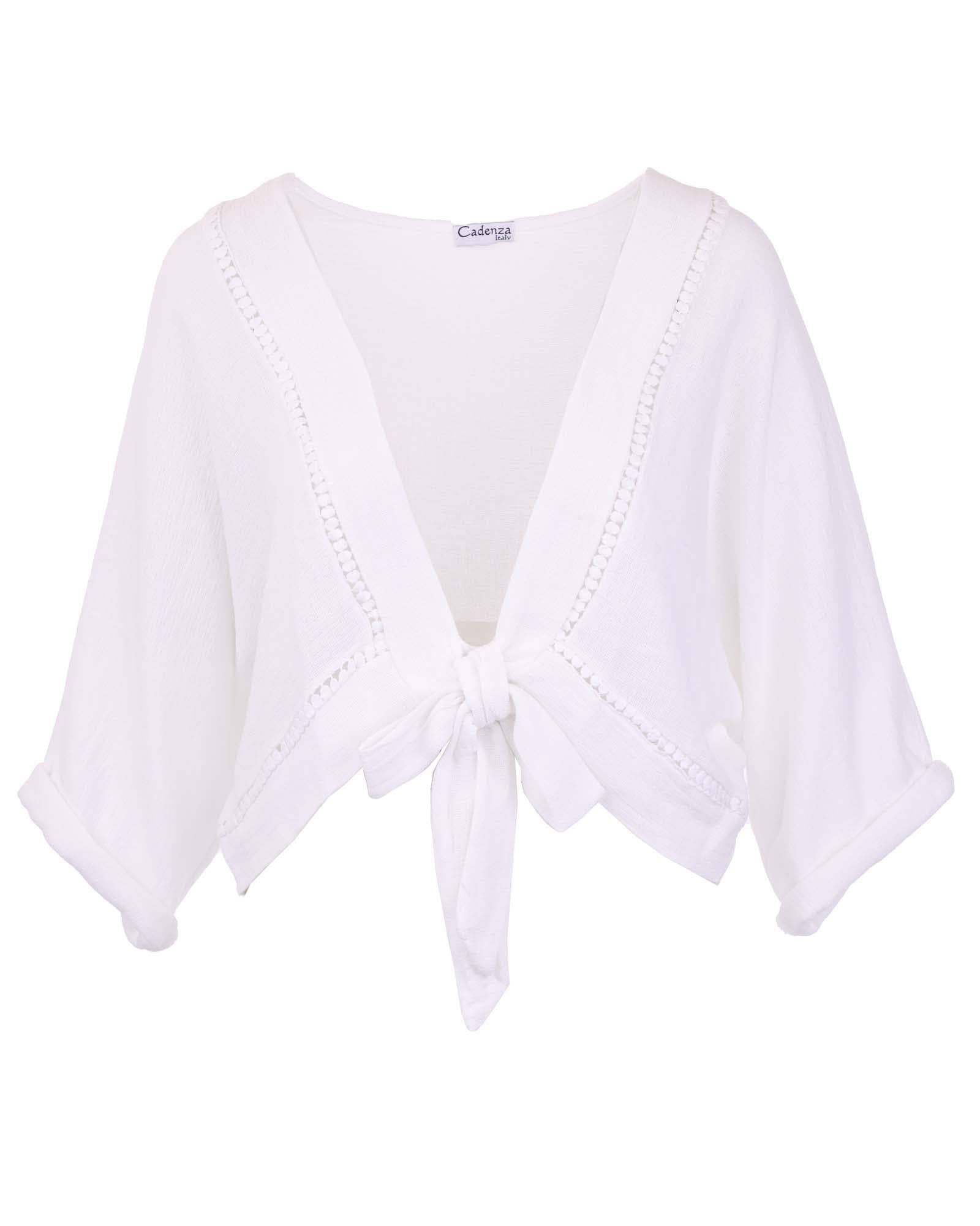 Cadenza Italy Ltd - Wholesale Jacket - Women's - Linen and Cotton Blend Tie Front Jacket6