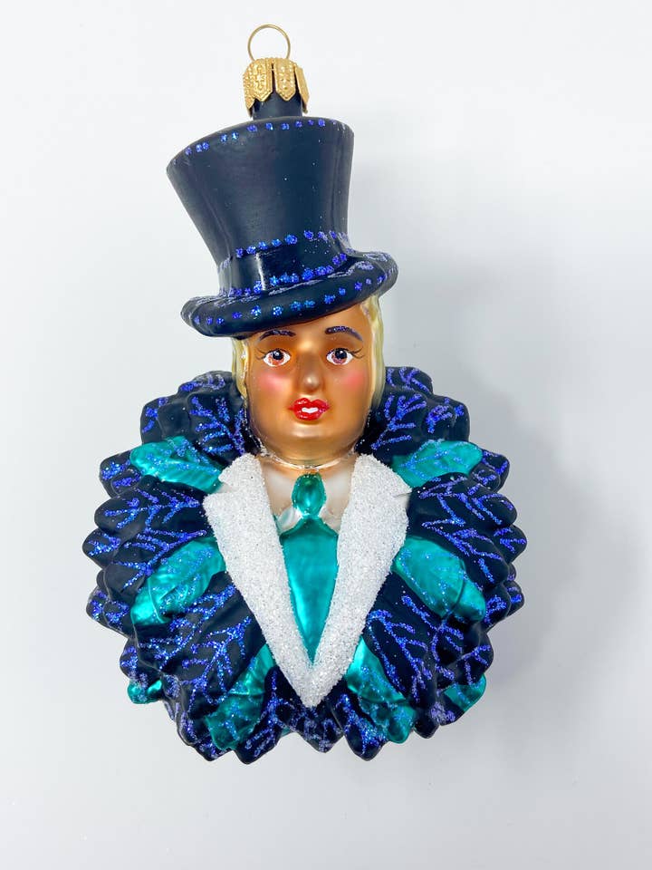 Décoration de Noël en verre polonais Cabaret Vedette 2 pour la vente par Kenzies of London