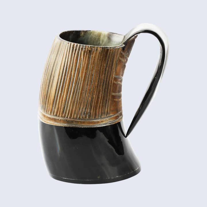 Horn Whiskey Mugs - Holds Upto 6.5 oz, Striped for wholesale by Muqeem & Brothers