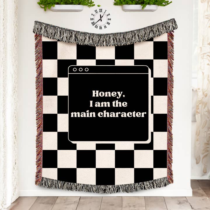 MagicMerchEmporium - Wholesale Throw Blanket - Honey, I Am the Main Character" Woven Throw Blanket0